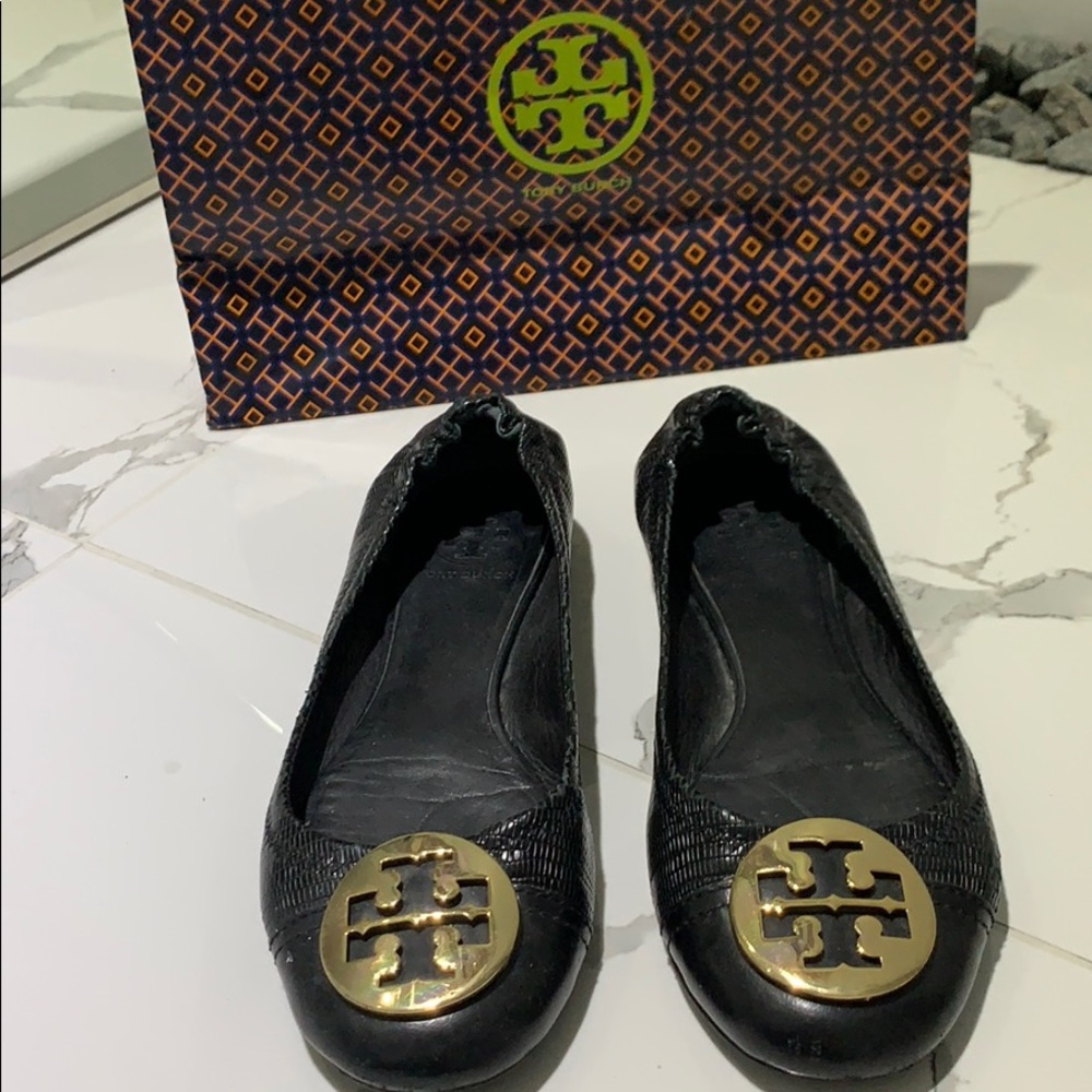 Tory Burch reva snake skin flats